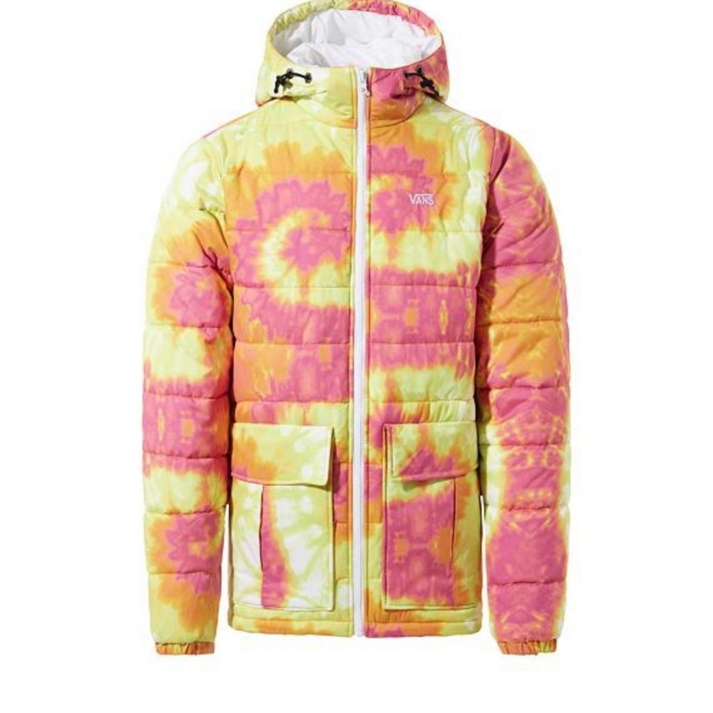 VANS Men's Size M VN0A457SBZX LAKEMONT MTE JACKET Hooded Zip YELLOW Pink TIE DYE - Picture 5 of 8